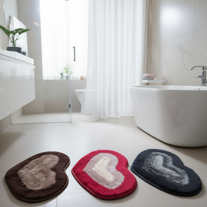 Alfombra de Baño Antideslizante con Forma de Corazón 3D, 40x60 CM, Poliéster Suave y Absorbente para Baño, Ducha, Hogar u Hotel, Logotipo Personalizado - Product Image 3