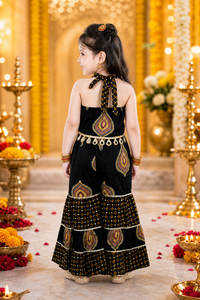 ชุดคุर्ติและชาราร่าผ้าฝ้ายทอพิมพ์ลายแบบนามธรรม แขนกุด ยี่ห้อ Titrit - สีดำ - Product Image 2