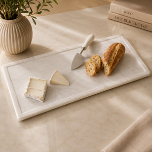 Plateau de service en marbre avec poignées dorées, plateau rectangulaire en marbre décoratif, plateau de service avec poignées dorées, plateau de rangement en marbre rectangulaire - Product Image 4