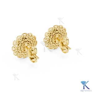 Lab Grown CVD Diamond Floral Filigree Stud <b>Earrings</b> In Solid Gold Vintage Style <b>Fine</b> Women Jewellery Manufacturer Wholesale - Product Image 4