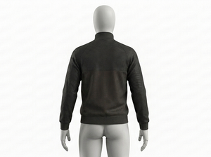 Blouson zippé noir en maille pour homme, col montant, style sportif, respirant, coupe classique, idéal pour l'automne - Product Image 3