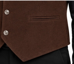 Men's Corduroy <b>Vest</b> Mandarin Collar Button Closure Full <b>Sleeve</b> - Product Image 5
