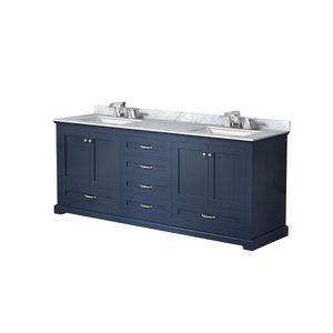 Blu navy 80 pollici. L X 22 Pollici Mobile Bagno Doppio con Top in Marmo di Carrara e Set Rubinetteria per Bagni Piccoli - Product Image 4
