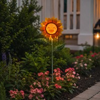 Piquet de jardin solaire décoratif Radiant Smile avec motif personnalisé, motif floral tournesol