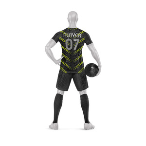 Ensemble de maillot et short de football pour homme personnalisé, 100% polyester, avec impression du nom de l'équipe sur le devant, respirant, séchage rapide, antibactérien - Product Image 3