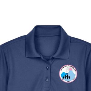 Polo pour femme bleu marine avec broderie, manches courtes, col, mélange de coton, décontracté, golf, affaires, mode, vêtements - Product Image 3