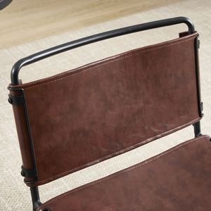 Sedia moderna in pelle retrò per il tempo libero 2 pezzi marrone medievale senza bracciali con gamba in metallo nero per soggiorno - Product Image 3