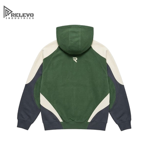 Sweat à capuche personnalisé pour homme, en molleton épais, avec blocs de couleur, logo 3D en relief, vert foncé, style streetwear - Product Image 2