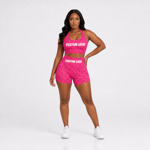 Conjunto Deportivo de Top y Shorts Estampados Personalizados al Por Mayor, Ropa Deportiva de Contraste de Color, Traje Deportivo para Yoga y Ejercicio 2026 - Product Image 2