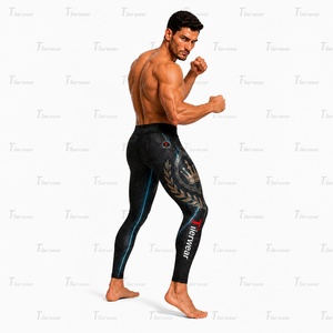 กางเกงเลกกิ้งสำหรับฝึกซ้อม MMA ผ้าโพลีเอสเตอร์ผสมสแปนเด็กซ์ 220 GSM น้ำหนักเบา แห้งเร็ว ยืดหยุ่นได้ดี เหมาะสำหรับเป็นชุดชั้นในสำหรับออกกำลังกาย รับผลิตตามแบบ OEM - Product Image 5