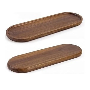 Plateau de service en bois à bord festonné et cadre profond, avec poignées latérales intégrées et base à rebord haut - Product Image 6