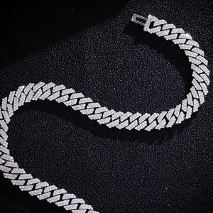 Luxury Iced Out Chevron Link Hip Hop Chain White Gold Finish <b>Statement</b> <b>Necklace</b> for Men Women Premium Fashion Jewelry - Product Image 3