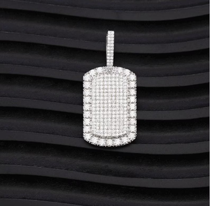Moissanite Silver <b>Dog</b> <b>Tag</b> Pendant Iced Out Luxury Hip Hop Statement Jewelry Mens Womens Fashion Gift - Product Image 4