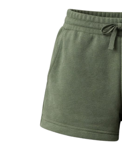 Custom Olive Green Women Sweat Shorts Cotton Fleece Elastic Waist <b>Drawstring</b> Gym Casual Summer Shorts OEM Manufacturer Supplier - Product Image 3