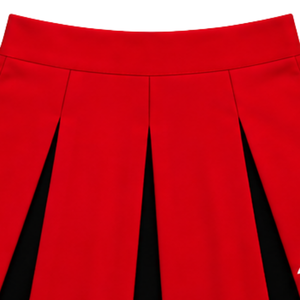 Uniforme de cheerleading imprimé rouge vif, noir et blanc pour adultes, débardeur court à col en V sans manches et jupe plissée pour équipe de danse de performance - Product Image 3