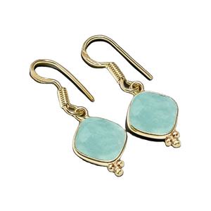 Pendientes Colgantes Facetados de Amazonita Natural con Corte Cojín, Plata 925 Bañada en Oro, Joyería Hecha a Mano para Mujer - Product Image 1