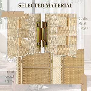 Handcrafted 6-Panel 5.6FT Tall Wood <b>Folding</b> Room Divider <b>Screen</b> Beige Freestanding Privacy Partition for Home Office - Product Image 6
