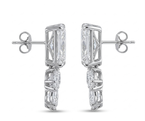 Pendientes colgantes de diamantes con corte esmeralda para mujer, de lujo, con racimo de piedras laterales en forma de pera, para mujer, regalo de cumpleaños y boda, finos - Product Image 5