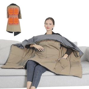 Coperta Elettrica USB Riscaldata a 6 Zone, 3 Livelli di Calore, 5V, Doppio Interruttore, Poncho Sciarpa Avvolgente con Cerniera e Fori per le Braccia, Lavabile, per Auto/Batteria - Product Image 2