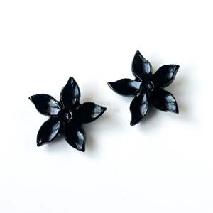จี้รูปดอกไม้ทำจากหินออนิกซ์สีดำแกะสลักด้วยมือ ขนาด 18 มม. สำหรับทำเครื่องประดับ - Product Image 3