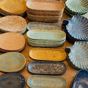 Ceramic <b>Serving</b> <b>Set</b> | Customized Design Hand-Painted Leaf Star Shaped Bowls | Decorative Porcelain Platters Eco-Friendly - Product Image 1