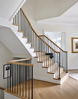 Rampe d'escalier moderne en fer, fixation au sol, design 3D, PSHB 1/2, pour villa, résistante à la rouille, noir mat, facile à installer (EFS)