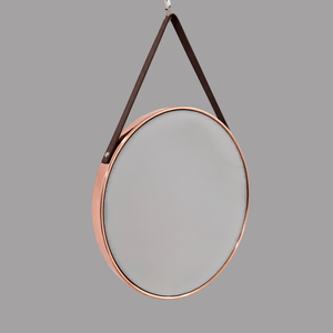 Espejo de Pared Redondo de 45 cm con Marco de Hierro Rojo Dorado, Diseño Decorativo Japandi para Interiores - Product Image 1