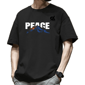 DUBBIX Men's Cotton Short Sleeve <b>T</b>-<b>Shirt</b> Peace <b>Mountain</b> Print Casual Jersey Breathable Regular Fit Front Logo - Product Image 3