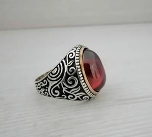 Wholesale Natural Red <b>Garnet</b> <b>Ring</b> 925 Sterling <b>Silver</b> Handmade Oval Cabochon <b>Garnet</b> Statement <b>Ring</b> Vintage Gemstone Jewelry - Product Image 2