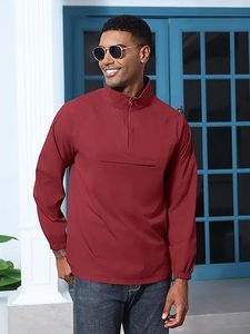 Men's Casual Quarter Zip Pullover-Athletic Windbreaker Lightweight <b>Jackets</b> Hiking Golf for Men Mock Neck <b>with</b> <b>Pockets</b> - Product Image 3
