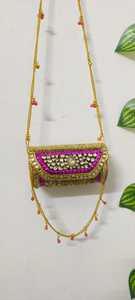 Bolso de Noche de Lujo con Cierre de Cremallera y Cuentas de Tela de Algodón Hecho a Mano, Bolso de Mano para Boda - Product Image 2