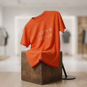 เสื้อยืดคอกลมแขนสั้นสีส้มสำหรับผู้ชาย ออกแบบเองได้ ผ้าฝ้าย ทรงลำลอง พอดีตัว ความยาวปกติ พิมพ์ลายตัวอักษรด้านหน้า - Product Image 3