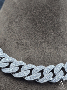 AARVA JEWELS Men's Rhodium Plated 925 Silver Moissanite <b>Statement</b> <b>Necklace</b> Hip Hop Link Chain Everyday Wear - Product Image 3