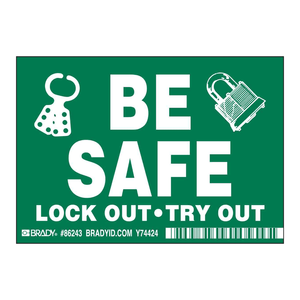 Etiquetas de Seguridad Autoadhesivas de Plástico Brady Be Safe Lock Out-Try Out para Procedimientos Industriales de Bloqueo - Product Image 3