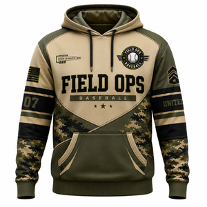 Sweat à capuche de baseball Field Ops pour homme, camouflage, impression par sublimation, polyester, vêtements de sport, adulte, unisexe - Product Image 1