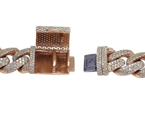 สร้อยคอแบบ Cuban Link หรูหรา ประดับเพชร เงินแท้ 925 สองสี ดีไซน์โดดเด่น เหมาะสำหรับผู้ชายและผู้หญิง เป็นของขวัญ - Product Image 3