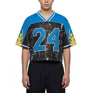 OEM Custom High Quality Polyester <b>Mesh</b> Retro Soccer American Football Jersey Oversized Boxy Shirt Cropped <b>Plus</b> <b>Size</b> Summer - Product Image 2