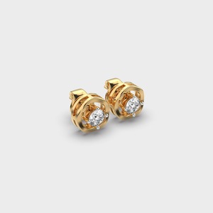 IGI Certified Lab Grown Round Cut Diamond Stud <b>Earrings</b> 9K Yellow / White / Rose Gold Cage Setting Diamond Stud <b>Earrings</b> - Product Image 2