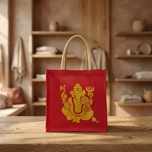 Bolsa de Yute Premium para Puja, 8x8x8 Pulgadas, Natural, Ecológica, Reutilizable, para Artículos Religiosos, Templo - Product Image 1