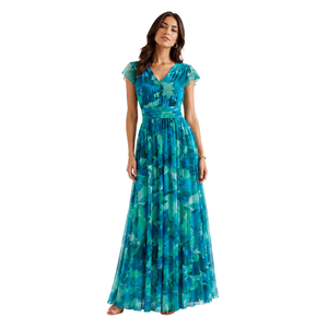 Vestido Largo hasta el Suelo para Mujer con Estampado Floral, Cuello en V, Cintura Imperio, Estilo Bohemio, para Fiesta de Primavera/Verano, Corte A, Holgado - Product Image 3
