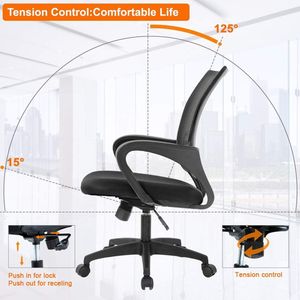 Sedia da Ufficio Ergonomica Girevole Nera con Schienale Medio e Poggiatesta Traspirante per Uso Ufficio - Product Image 4