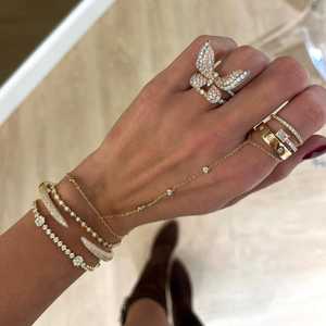 Lab Grown Diamond Tennis <b>Bracelet</b> Custom 10k 14k 18k Gold 925 Silver Round Cut 3 ct Floral Cluster <b>Stacking</b> Link Chain Wholesale - Product Image 4