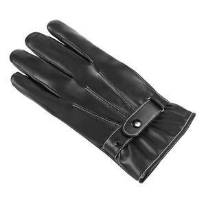 Gants en cuir de luxe pour hommes AIFRAN, compatibles avec les écrans tactiles, doublés de polaire, en peau de mouton véritable, sportifs, mi-doigts, imperméables - Product Image 1