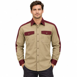 Chemise de sécurité en coton ignifuge pour soudeurs, taille XXL, kaki et bordeaux, coupe classique, 7oz, vêtements de travail FR pour la protection des soudeurs - Product Image 2