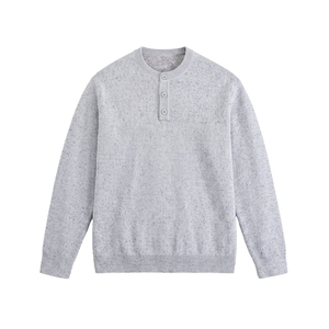 Pull en tricot Henley classique pour homme, col boutonné, manches longues, doux, chaud, décontracté, vêtements en tricot OEM ODM personnalisés - Product Image 2