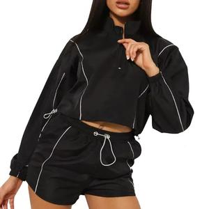 Conjunto corto de chaqueta cortavientos y pantalón corto de nailon 100% para mujer, al por mayor, de la mejor calidad, marca BS 2026 - Product Image 6