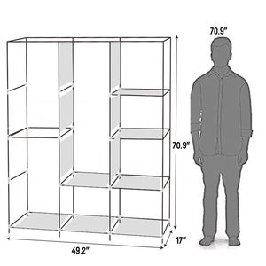 Armadio Portatile Grigio da 71 Pollici con Appendiabiti e Scaffale per Organizzazione e Conservazione Vestiti - Product Image 2
