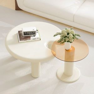 Set di Tavolini da Caffè Circolari Beige Crema, Eleganti e Moderni, Minimalisti, Facili da Montare, Perfetti per il Soggiorno - Product Image 4