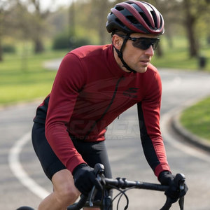 Customized High Quality Quick Dry Spandex/Polyester <b>Cycling</b> <b>Jacket</b> Long Sleeve Design Stand Collar Back Pockets for Outdoor - Product Image 5