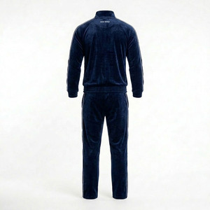 Survêtement unisexe EKIN IMPEX de luxe en velours bleu marine - Veste zippée simple et pantalon imperméable, respirant et léger pour l'automne, style décontracté - Product Image 4